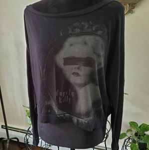 "Vanity Kills" crop/scoop neck top